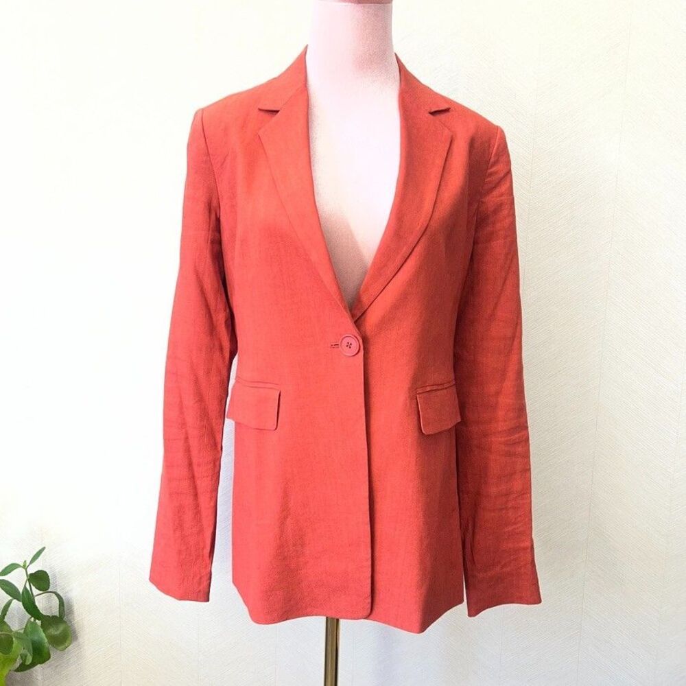 Nordstrom Signature Single-Breasted Blazer Jacket Womens Burnt Orange Size S